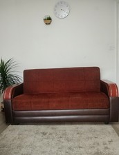 3Seater Sofa Bed with Storage - Dark Brown - Excellent Clean Condition - Bolton
