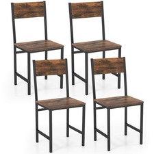 Set of 4 Dining Chairs w/Metal Legs Slanted Back Wide Seat for Living Room