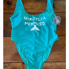 NWT Womens YMI Turquoise "Secretly" A Mermaid" One Piece Swim Suit Size Large