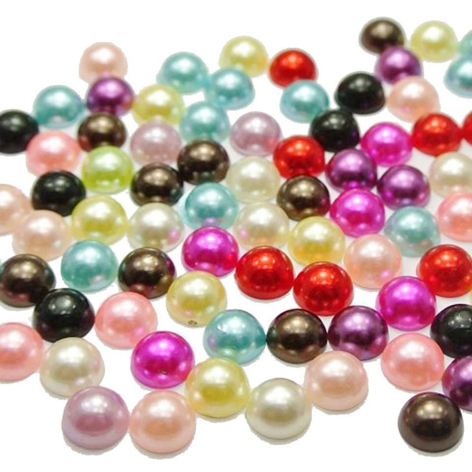 200 Mixed Color Acrylic FlatBack Half Pearl Bead Flat Back 10mm Scrapbook Craft - Image 4 of 4
