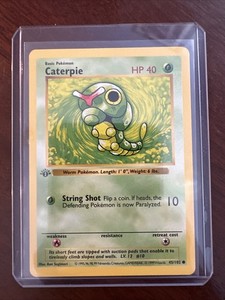 英語版　Caterpie 1st Edition shadowless Base Set 1st Edition Shadowless Caterpie Pokemon Trading