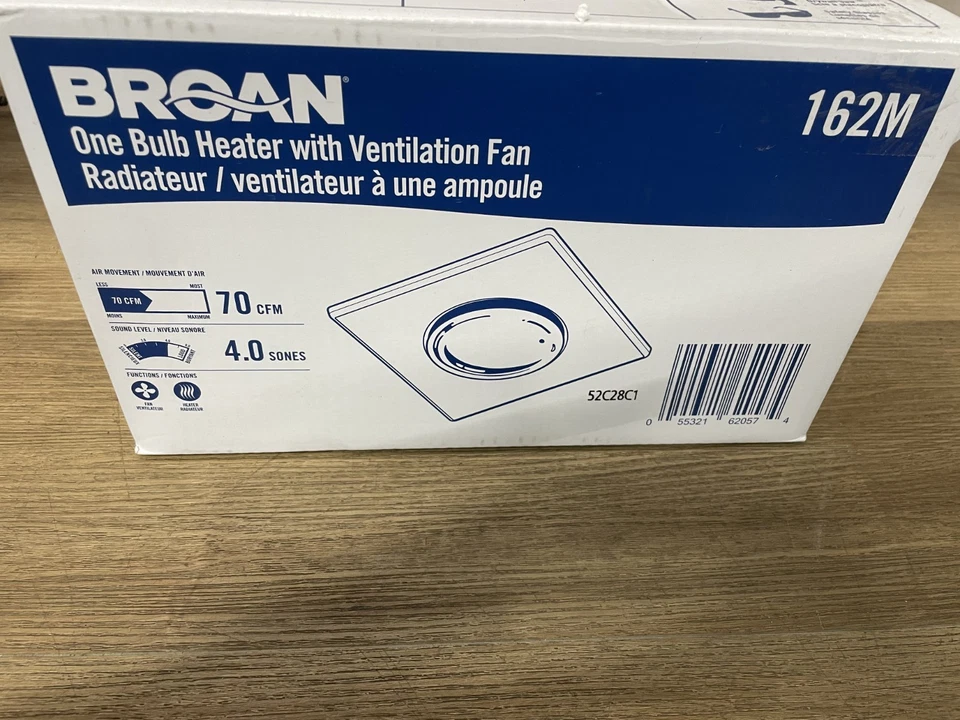 Ventilador de ventilação Broan 162M 70 CFM de uma lâmpada com aquecedor e luz infravermelha, branco - Imagem 3 de 3