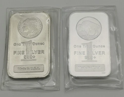 TWO (2) 1 oz. Highland Mint Silver Bars  .999+ Fine -- 2 troy ounces total