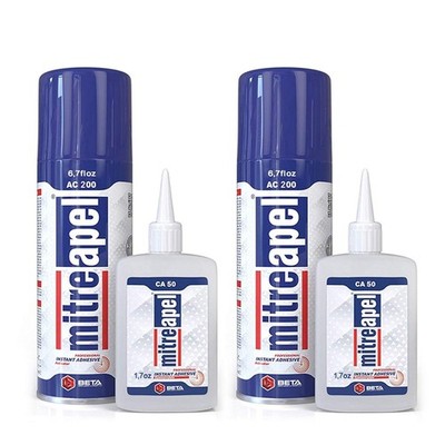 MITREAPEL CA Glue with Activator (2 x 1.7 oz - 2 x 6.7 fl oz.) - 2 Pack