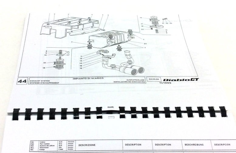 2000 Lamborghini Diablo GT Parts & Illustrations Catalogue