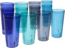 Café Plastic Reusable Tumblers (Set of 12) 32-Ounce Iced-Tea Cups, Coastal | Val