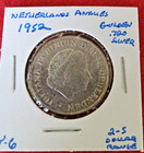 Foreign Coin       NETHERLANDS ANTILLES 1952 1 Gulden Silver  Circulated — photo 1