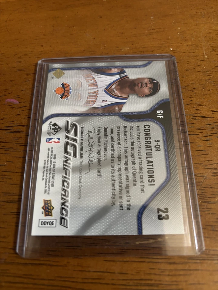 2009-10 SP Game Used Significance Auto Quentin Richardson #S-QR Auto - Image 2 of 2