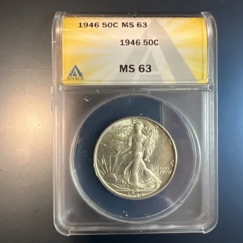 1946 walking liberty half dollar ANACS MS63