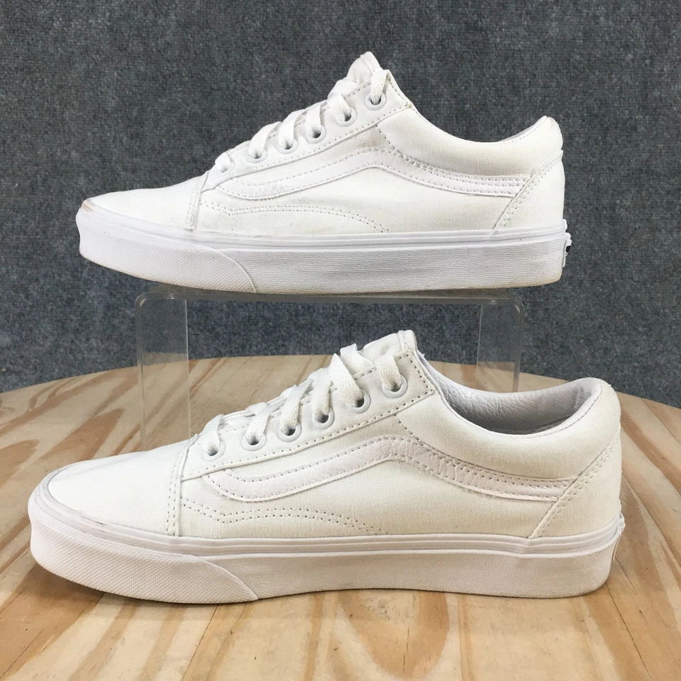 Vans Zapatos Mujer 7.5 Hombre 6 Old Skool Tenis Blanco Lona Con Cordones Parte Superior Baja Foto 2 de 4