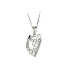 Sterling Silver Celtic Harp Necklace