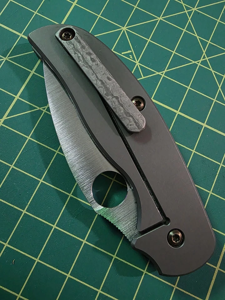 Spyderco Sage 2 Titanium Ghost Timacus Clip Bronze Hardware RARE! S30V - Image 3 of 4