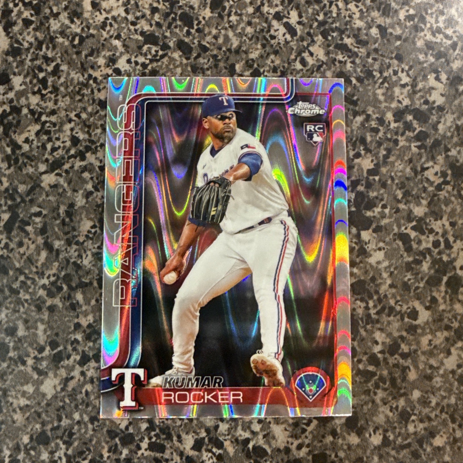 2025 Topps Chrome Kumar Rocker Raywave Refractor #73 Texas Rangers