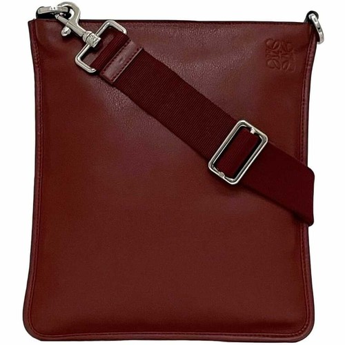 LOEWE Anagram Shoulder Bag Red Leather Used Women's From Japan - Afbeelding 1 van 10