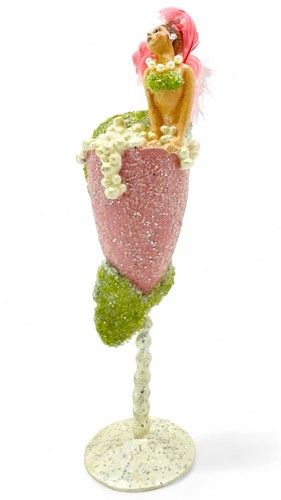 Vintage Katherine’s Collection Green Mermaid In Bubbly Champagne Glass - Retired - Picture 2 of 4