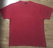 Vintage Polo Ralph Lauren USA Made Selvedge Pocket Stitch T-Shirt XL Red Crew