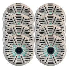 Kicker 6.5" 195W Marine Multicolor LED Speaker Qty 8 w/White Salt Water Grille