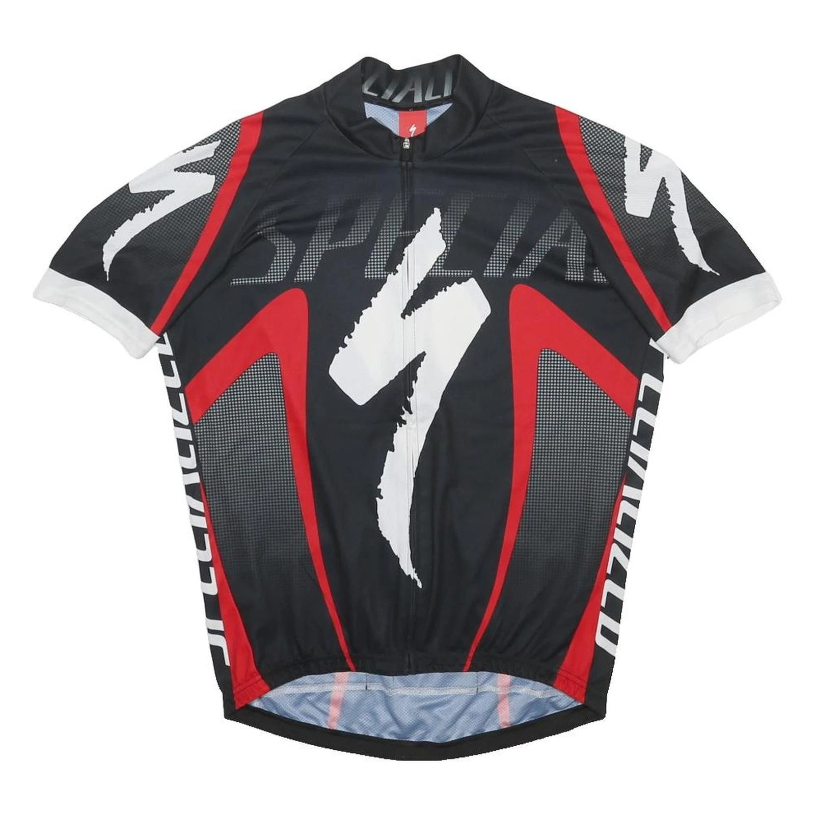 SPECIALIZED Mens Black & Red Cycling T-Shirt L Short Sleeve Full Zip Breathable
