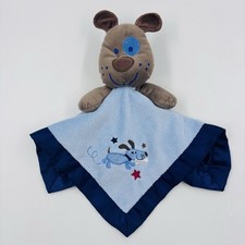 Small Wonders Blue Satin Trim Puppy Dog Lovey Security Blanket Blankie Lovie