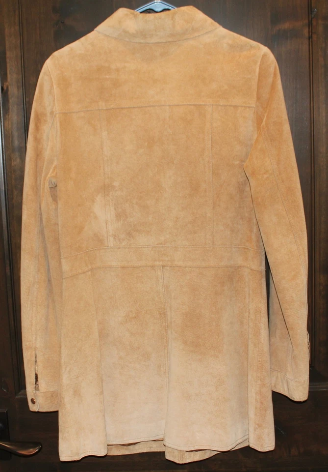 Vintage Y2K Arden B Genuine Seude Mini Dress Jacket Large Tan Copper Buttons - Image 3 of 3