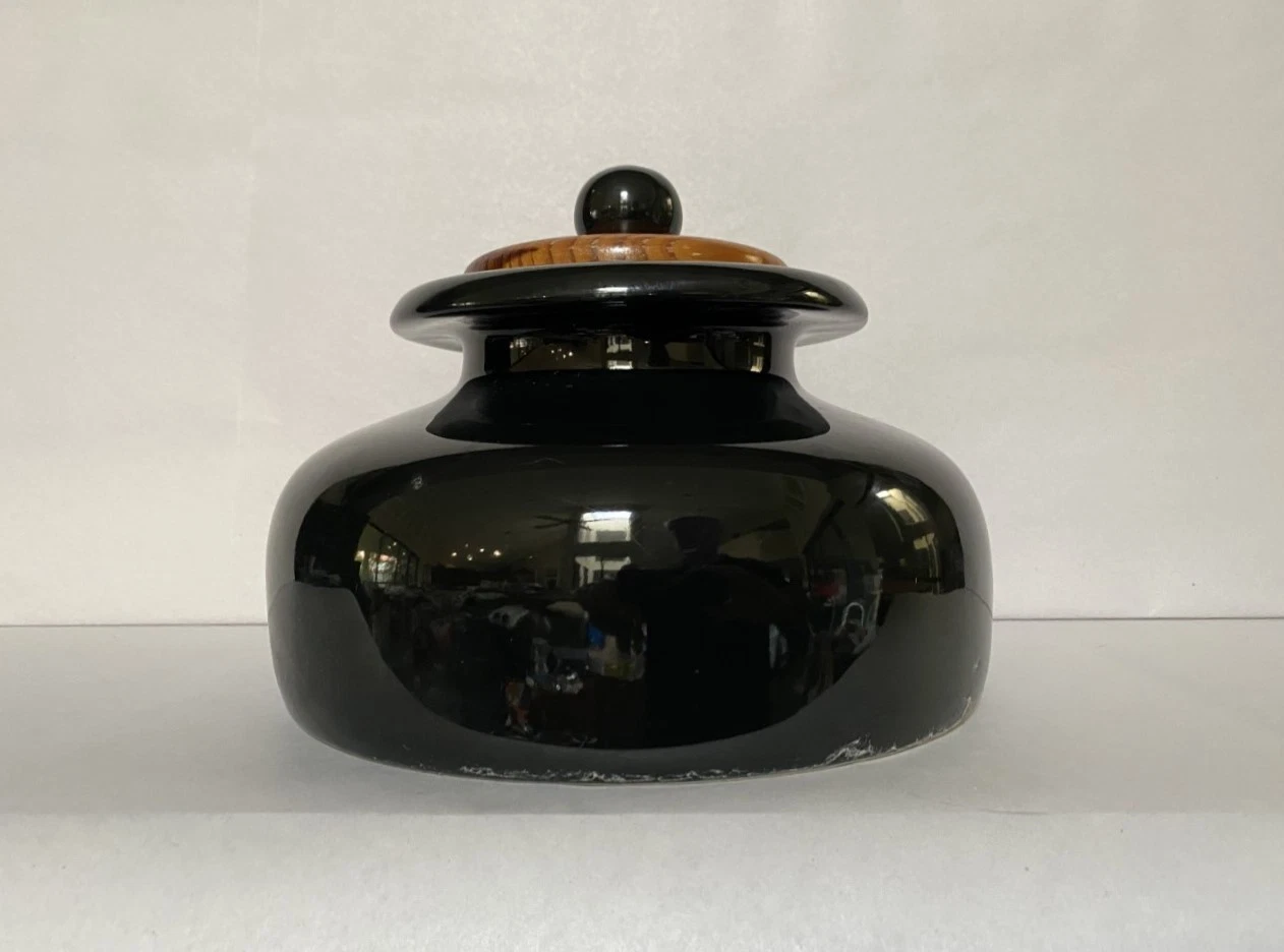 LIDDED BLACK JAR by TOWLE, UNIQUE DESIGN