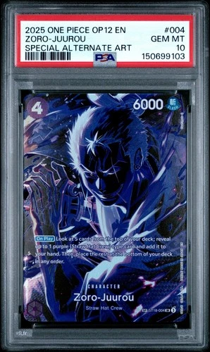 2025 ONE PIECE ST18-004 ZORO JUUROU OP12 LEGACY OF THE MASTER SP PSA 10 GEM MINT