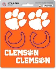 Clemson University Tigers 6-Piece Decal Sticker Set, 5x6 Inch Sheet, Gift for...