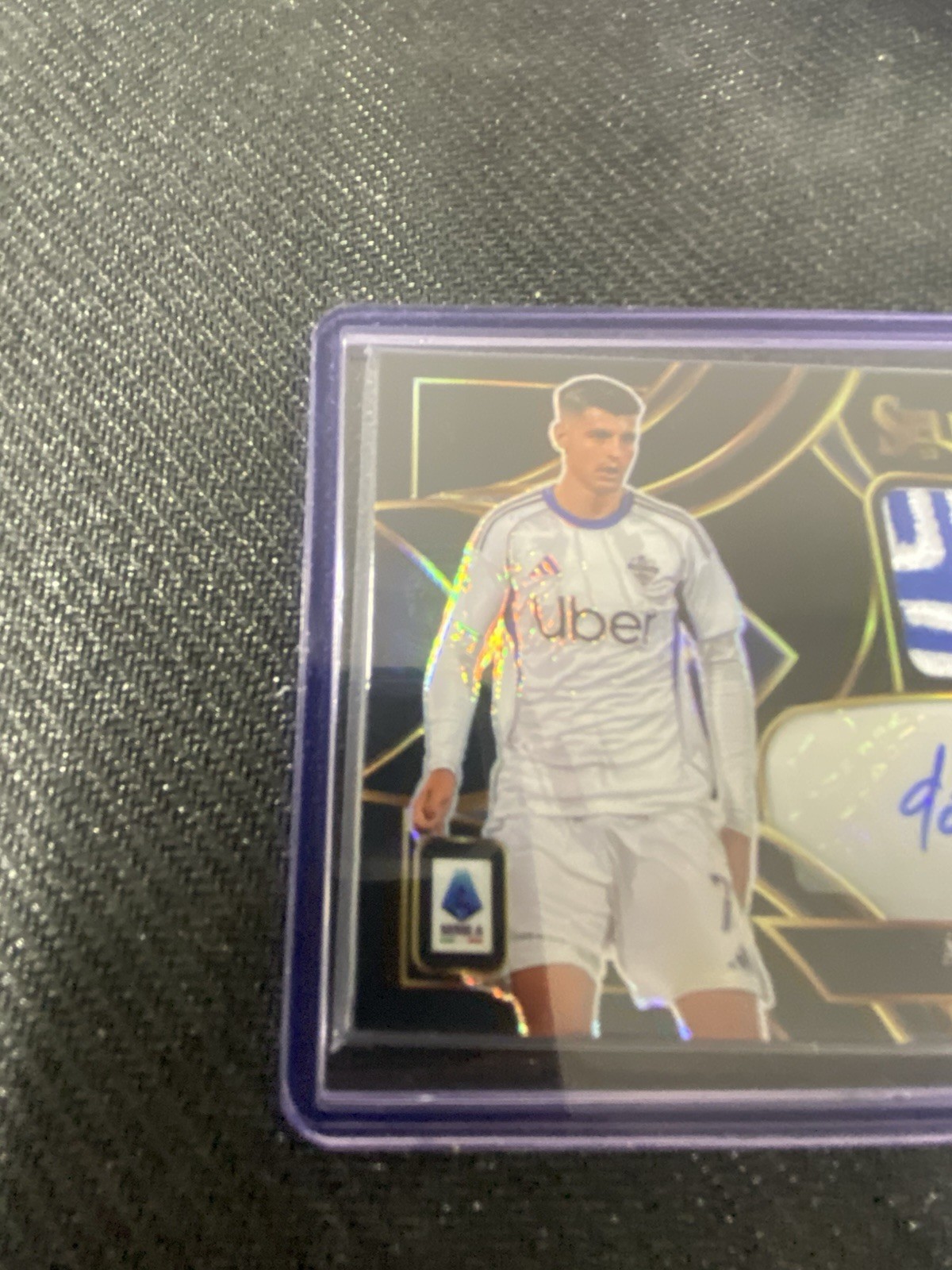 2025-26 Panini Select Serie A Alvaro Morata 1/1 Black Patch Auto Como #AM-AM view 3