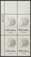 Scott# 1731 - 1978 Commemoratives - 13 cents Carl Sandburg Plate Block (B)