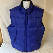 Arizona Jean Co Vest Mens XL Blue Nylon Gray Fleece Reversible Down Puffer FS!