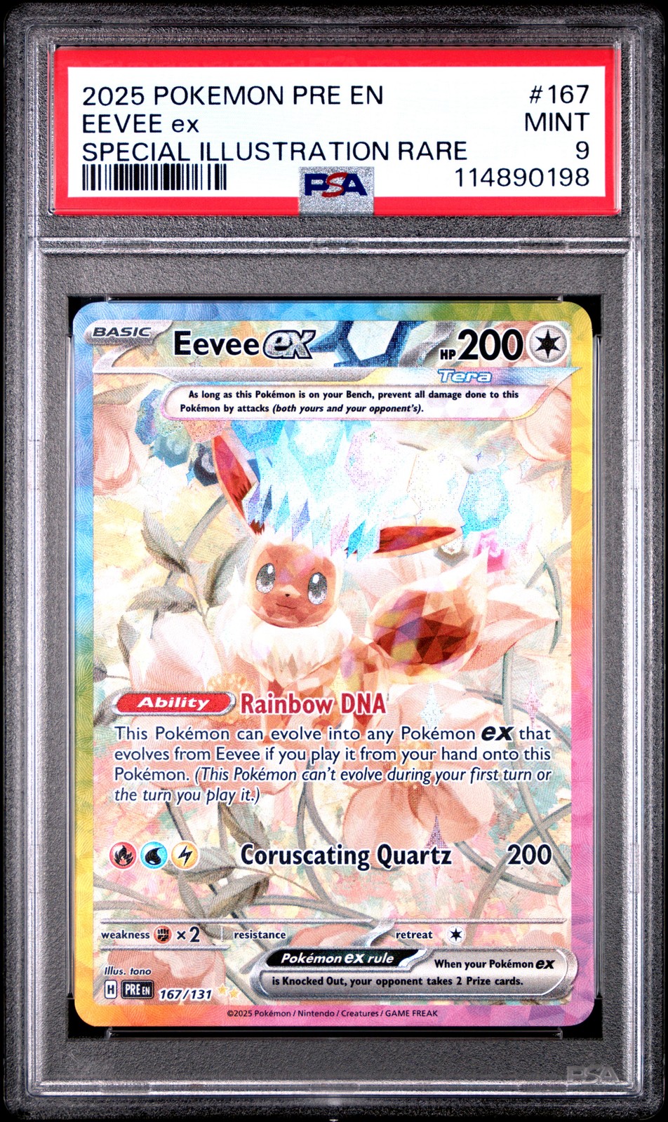 2025 POKEMON PRE EN-PRISMATIC EVOLUTIONS #167 EEVEE EX PSA 9