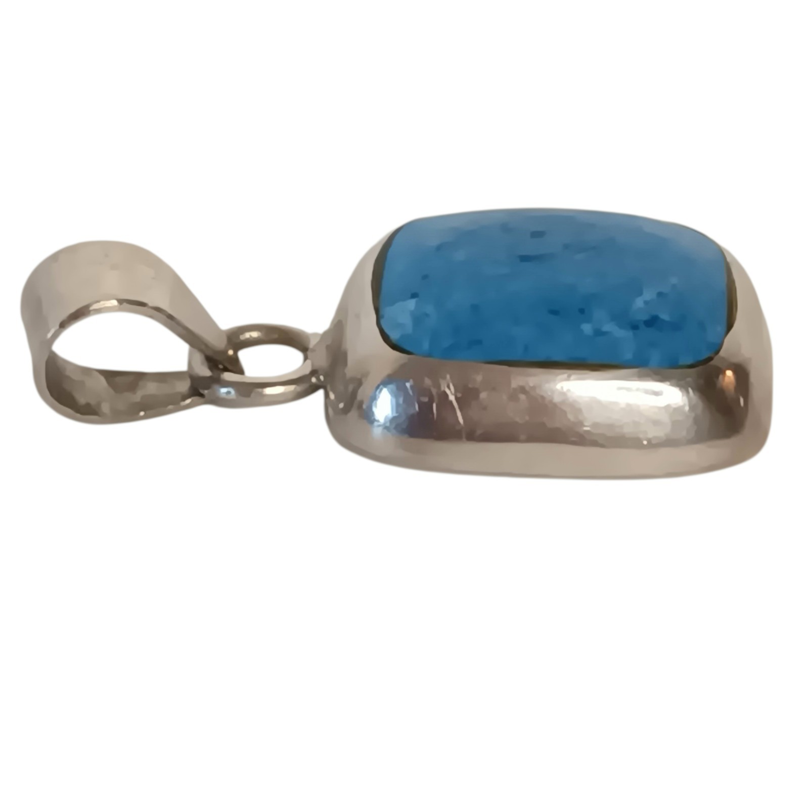 Large Sterling Silver Rectangle Blue Turquoise Co… - image 11
