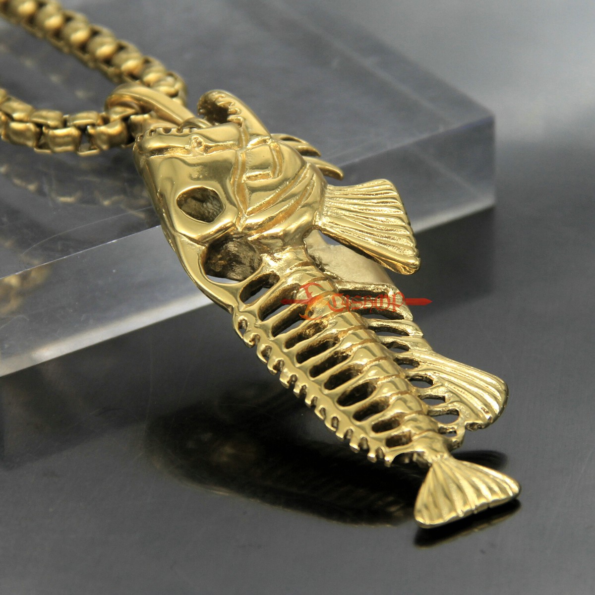 Collana Uomo MOYON Pesca – Ciondolo Lisca Di Pesce In Acciaio Inox – 24 Pollici
