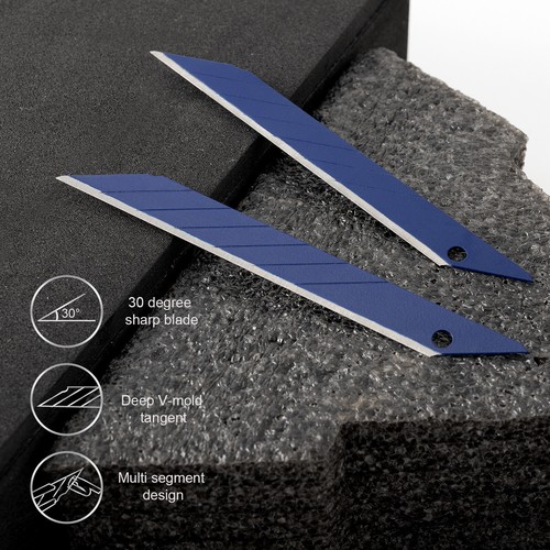 100pz Lame di Ricambio Rivestite 30° Lama a Scatto Rasoio Acciaio al Carbonio per Vinile Wrap - Foto 7 di 8