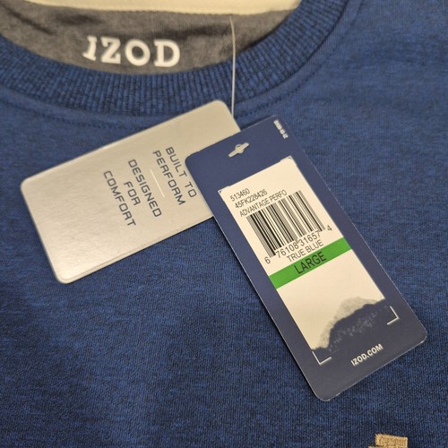 NEW Izod Advanced Performance Stretch Long Sleeve Sweatshirt Size Large Blue - Picture 9 of 21