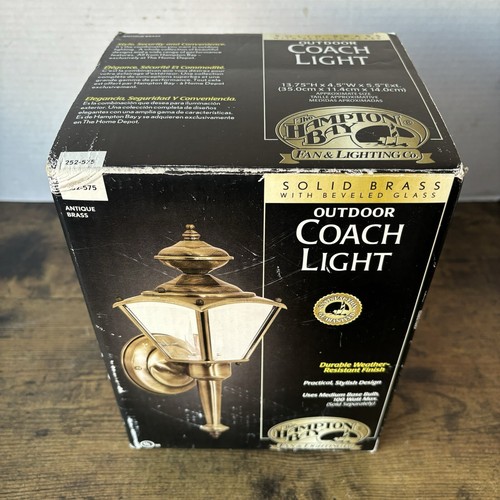 Outdoor Coach Light - Solid Antique Brass W Beveled Glass - Hampton Bay 252-575 - Picture 2 of 11