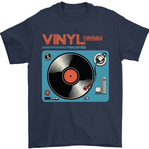 Retro Vinyl Records Turntable DJ Music Mens T-Shirt 100% Cotton - Picture 3 of 28
