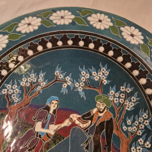Vintage großes 14" Wandbehang Ladegerät Kurullis handgefertigt speziell Türkei grün - Bild 2 von 9