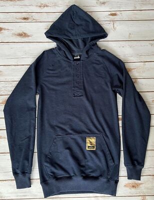FLAG NOR FAIL PULLOVER HENLEY HOODIE BLUE RARE MENS SIZE SMALL EXCELLENT
