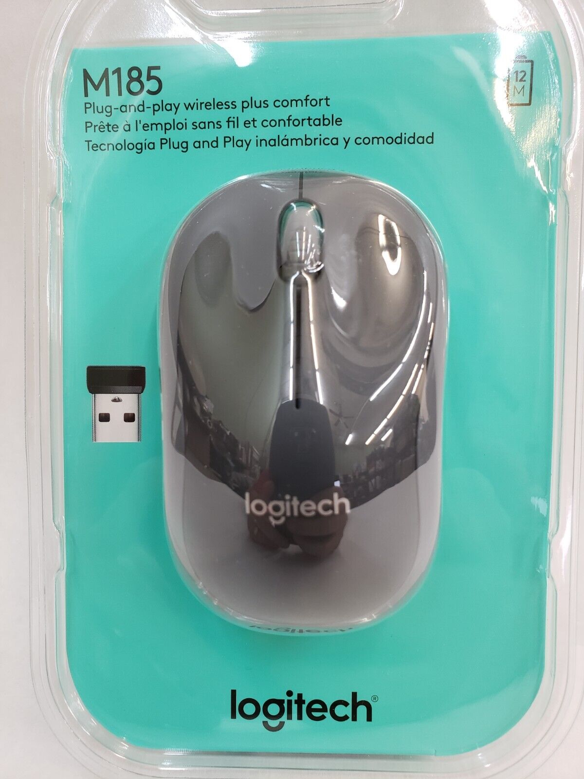 Logitech M185 Plug-and-Play Wireless Mouse Plus Comfort (Black)