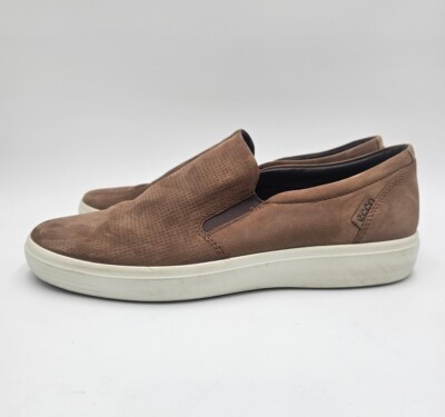 ECCO Soft 7 Cathum Brown Leather Slip On Shoes Sneakers - Mens Size EU 44 US 10