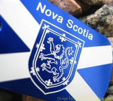 Nova Scotia Trackable Geocaching Dog Tag Canada's Provinces, Blue Finish 