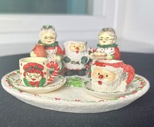 1993 Vtg Christmas SUMMCO INTERNATIONAL Miniature Resin 8 Piece Santa Tea Set