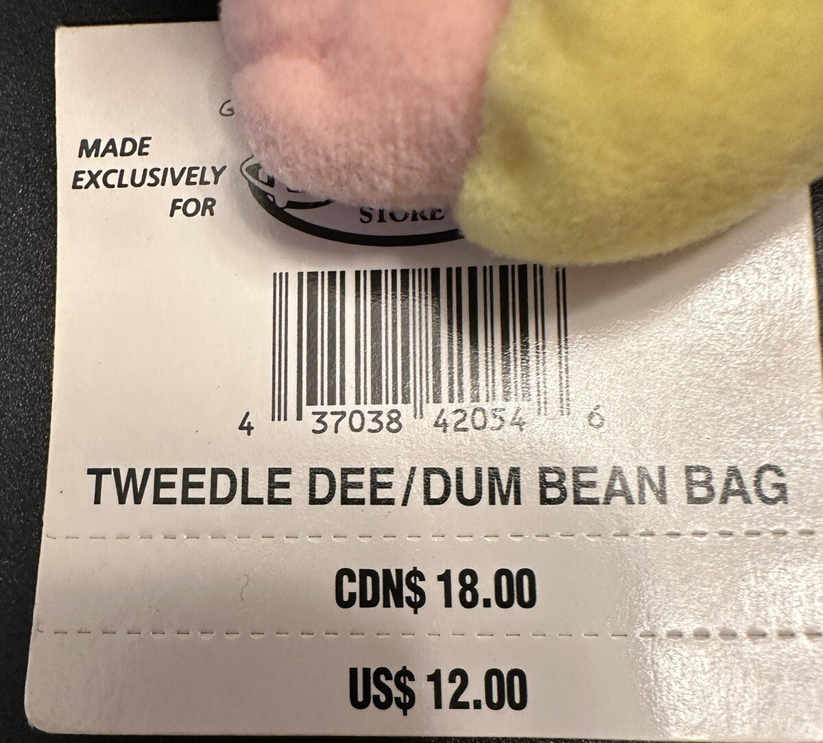 tweedle dee tweedle dum Beanbag Alice In Wonderland Disney