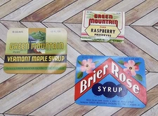 Vintage Labels Green Mountain Packing Maple Syrup Jelly Brier Rose Lot (3pc) NOS
