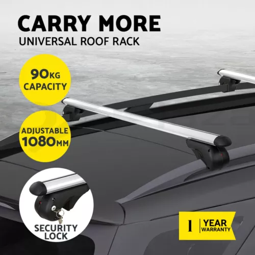 Universal Car Roof Racks Pod Cross Bars Aluminium Adjustable 108cm Sliver - Picture 2 of 12