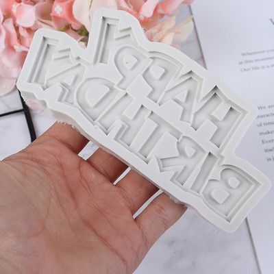 Silicone Happy Birthday Cake Mold Kitchen Baking Tools Fondant Silicone M xnL-yp