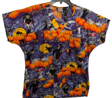 Scrubs Halloween Scrub Size M 3 Pockets With Pen Area Length 28.5" side slits