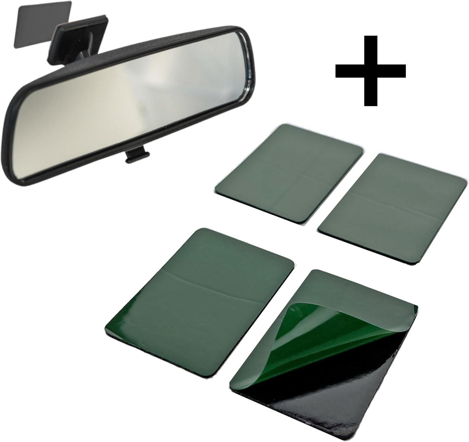 Quality Car Broken Interior Rear View Mirror Dipping Glass Stick On + 4 Pads