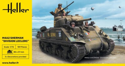 Heller 79894 M4A2 Sherman ''Division Leclerc'' (deco.FR) Bausatz in 1:72 Neu + OVP